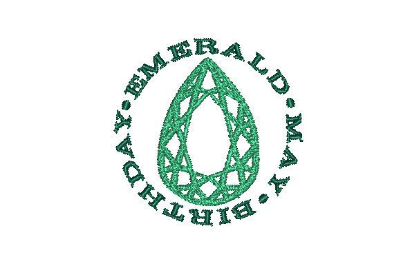 Emerald Pear May Birthday Embroidery Design